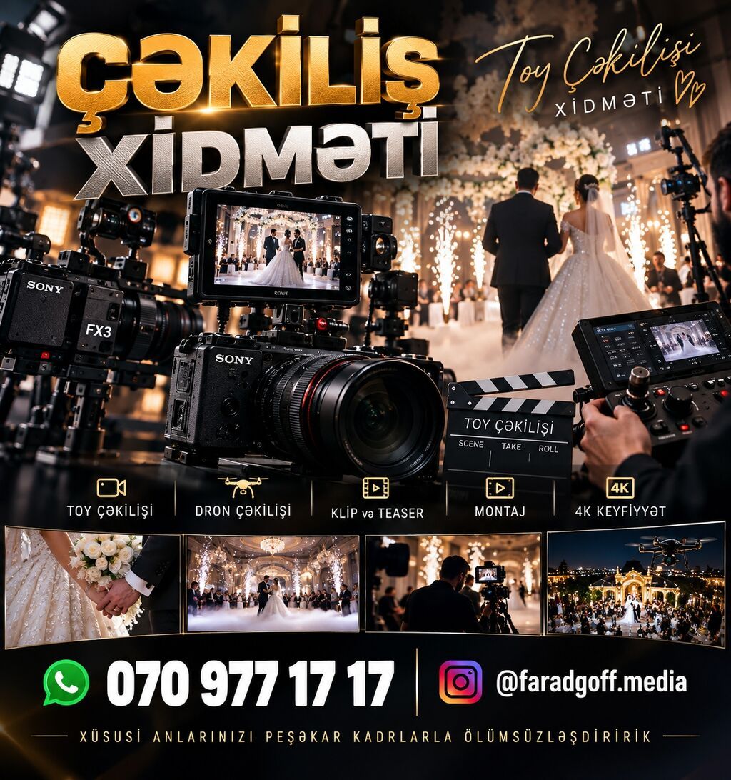 Xüsusi günlər üçün Peşəkar Video Çəkiliş Xidməti Xidmət sahələri — Foto, video xidmətləri, Bakı (2)