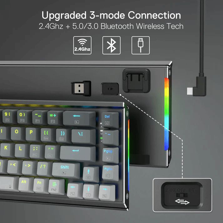 Redragon K641-W Gw-rgb-pro Shaco Pro K641 PRO 65% Aluminum RGB Mechanical Keyboard — Kompüterlər və noutbuklar, Bakı (3)