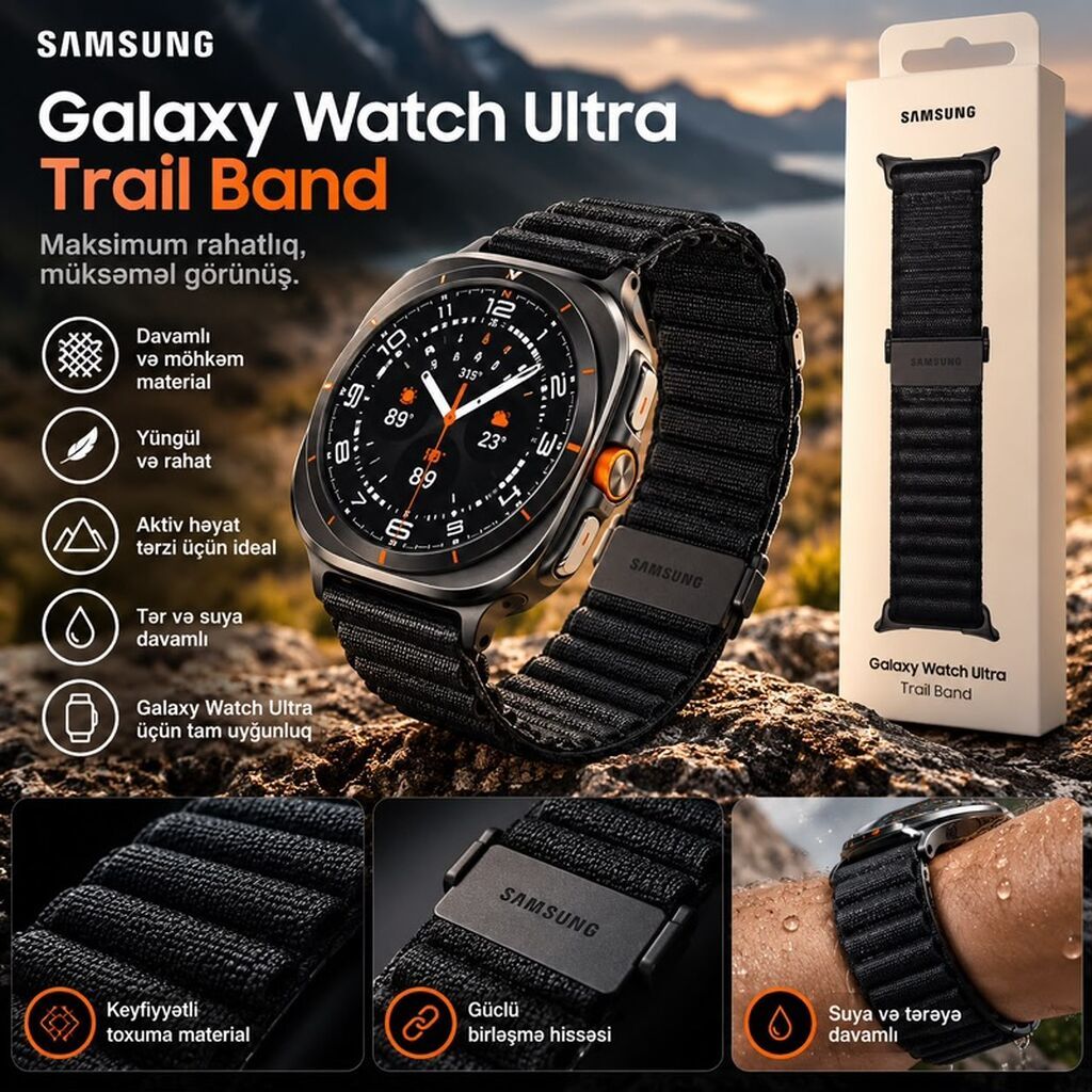 Samsung Galaxy Watch Ultra Trail Band - Maksimum rahatlıq, mükəmməl — Saat sapları və bilərziklər, Bakı