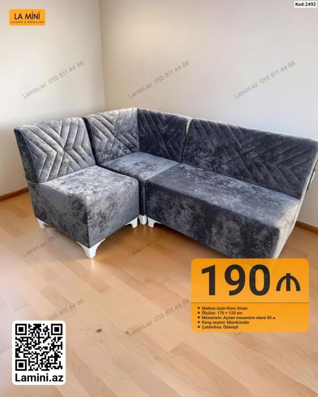 Mətbəx üçün künc divan - Ölçülər: 170 120 sm - Mexanizm: açılan — Divanlər, Bakı