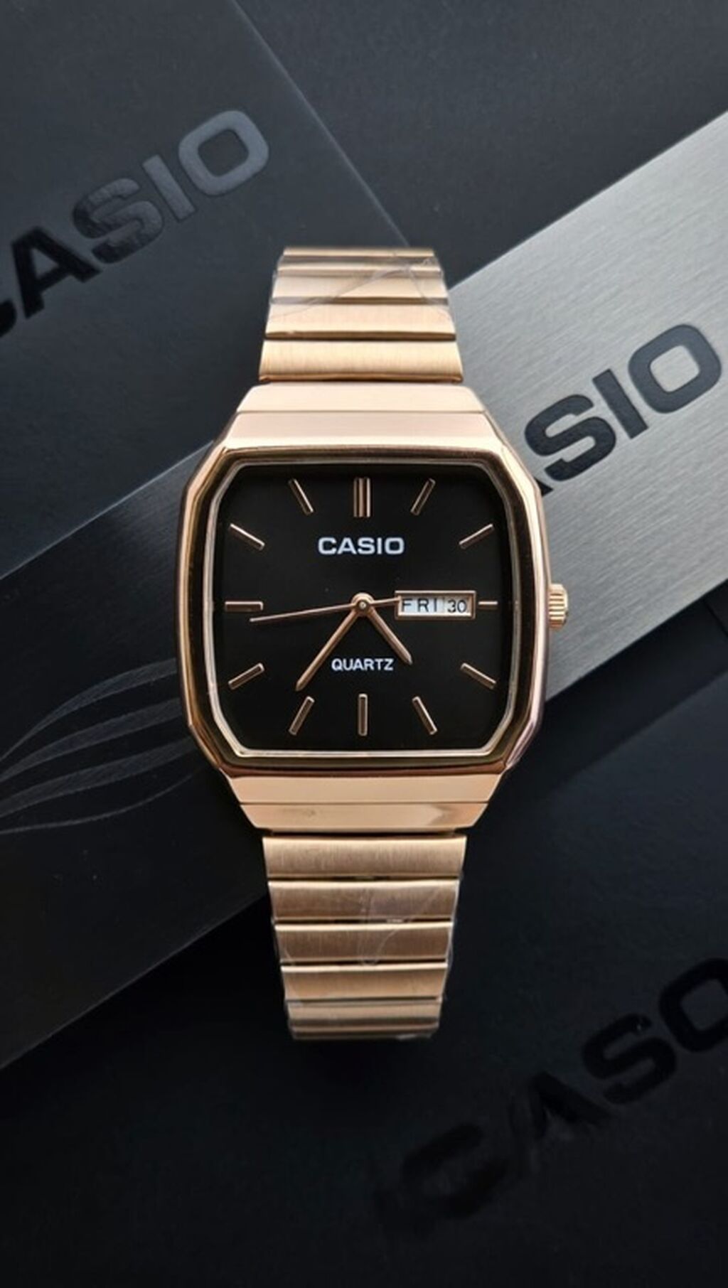 Casio kvars qol saatı – klassik retro dizaynlı, qızılı tonlarda metal — Qol saatları, Digah (6)