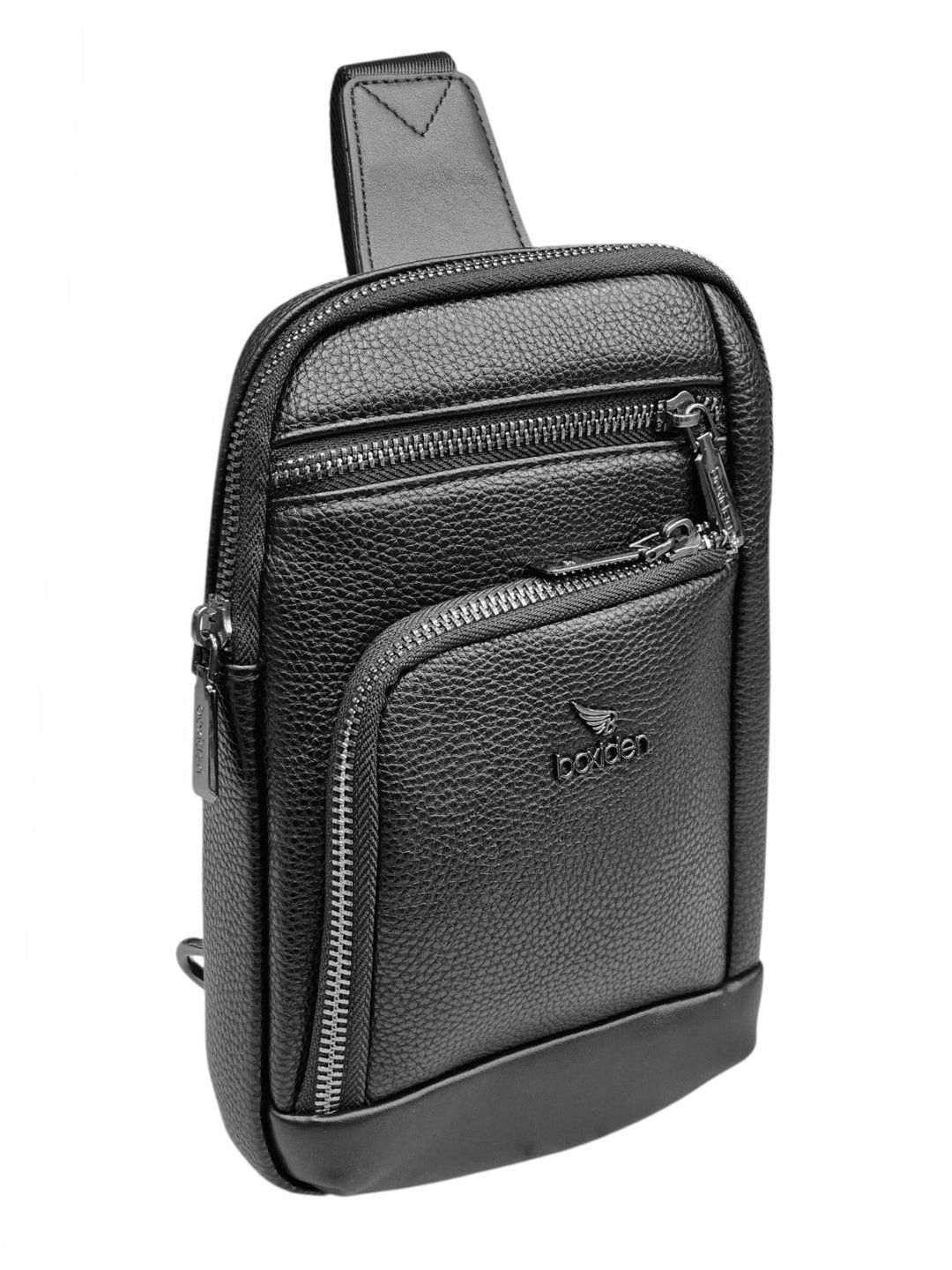 Unisex kross-bodi çanta, qara, poliuretan, 21x14 sm, Çin istehsalı - Boxiden_J6204_Black — Mallar, Bakı