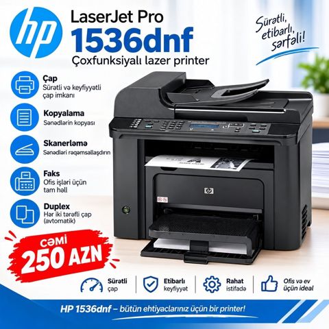 HP LaserJet Pro 1536dnf İşlənmişdir, səliqəli vəziyyətdədir. Bütün — Masazır
