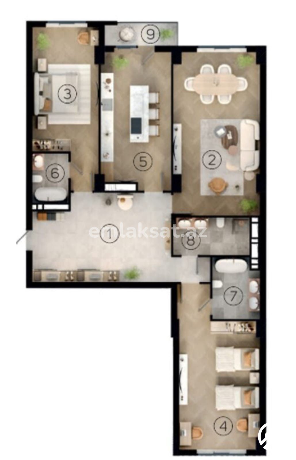 Satılır 3 otaq yeni tikili 171 m², Xətai metrosu — Mənzil, Bakı (6)