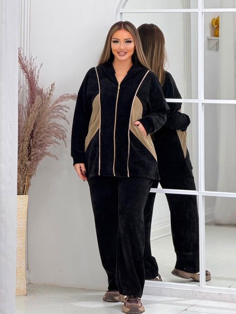 Şalvarlı dəst, qara, Velvet, ölçü 5XL — Bakı