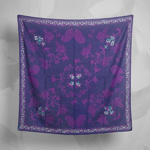 Kəlağayı Süsən S445, ipək, tünd bənövşəyi, 150x150 sm — Bakı