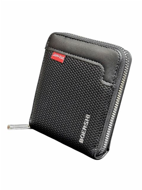 Kişilər üçün pul qabı, poliuretan, 12x10 sm, 5 kart bölməsi, qara, Çin istehsalı - Boershi_M83_Black — Bakı