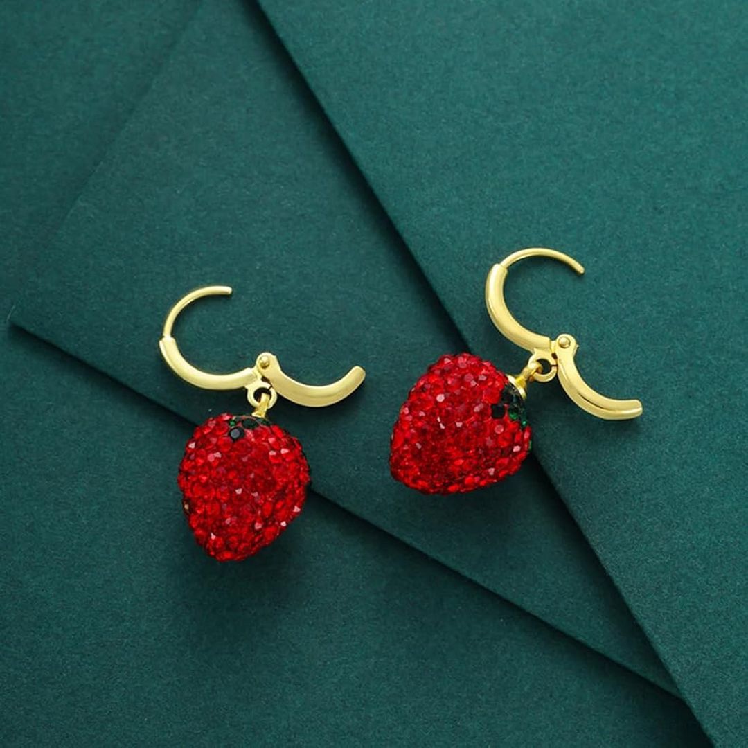 Kiçik sırğa Xuping Jewellery, stras daşlar, qırmızı — Mallar, Bakı (2)