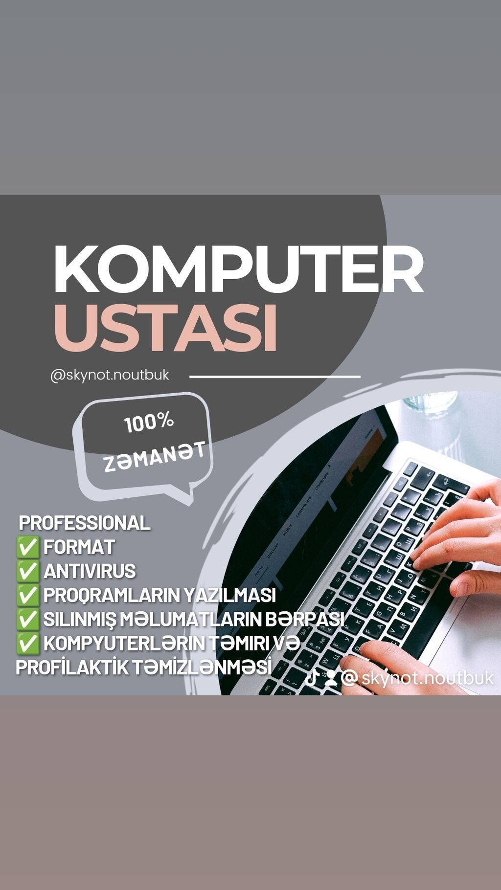 Skyelectro komputer/noutbuk ustası - 0773220022 whatsapp format — Kompüter və noutbuk təmiri, Bakı (4)