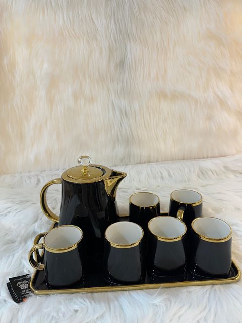 Çay dəsti, 6 nəfərlik, 9 parça, keramika, qara, 1 əd çaydan, 1 əd padnos, 6 fincan - homestore_vm1796 — Bakı