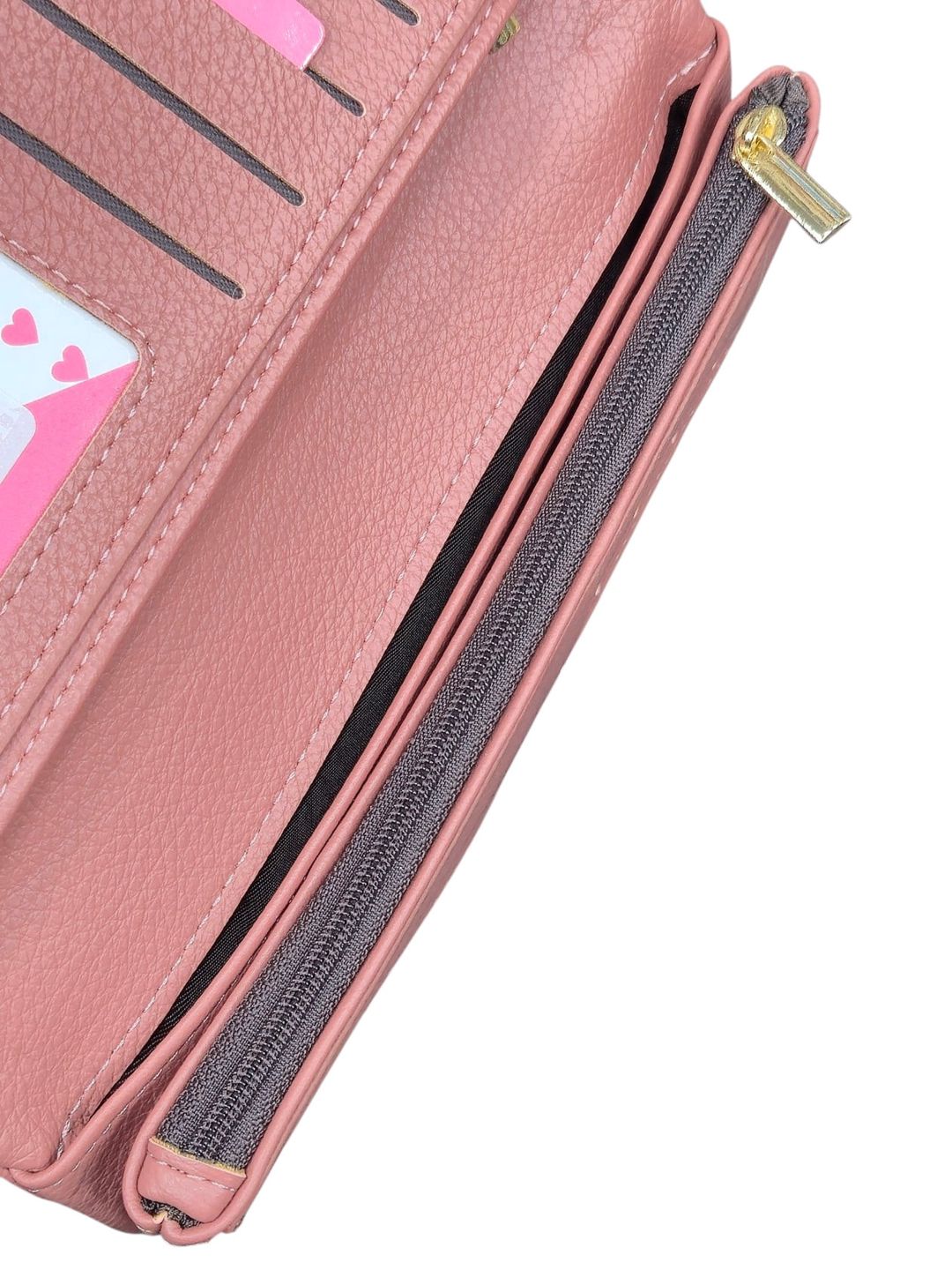 Qadınlar üçün pul kisəsi, poliuretan, çəhrayı, 19sm x 8.5sm, 10 kart bölməsi, Çin istehsalı - LoveandFreedom_A-2210_Rose — Mallar, Bakı (3)