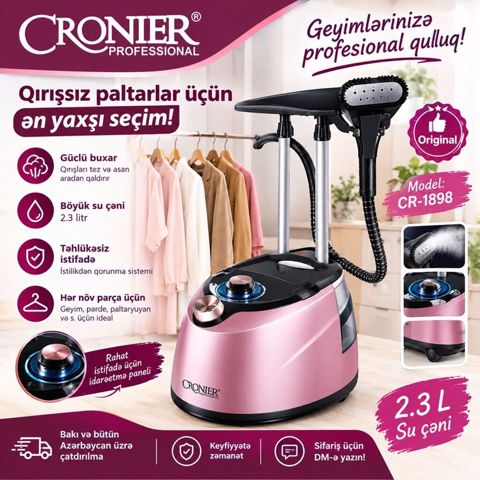 Cronier Professional buxarlı geyim düzləndiricisi – Model CR-1898 — Masazır