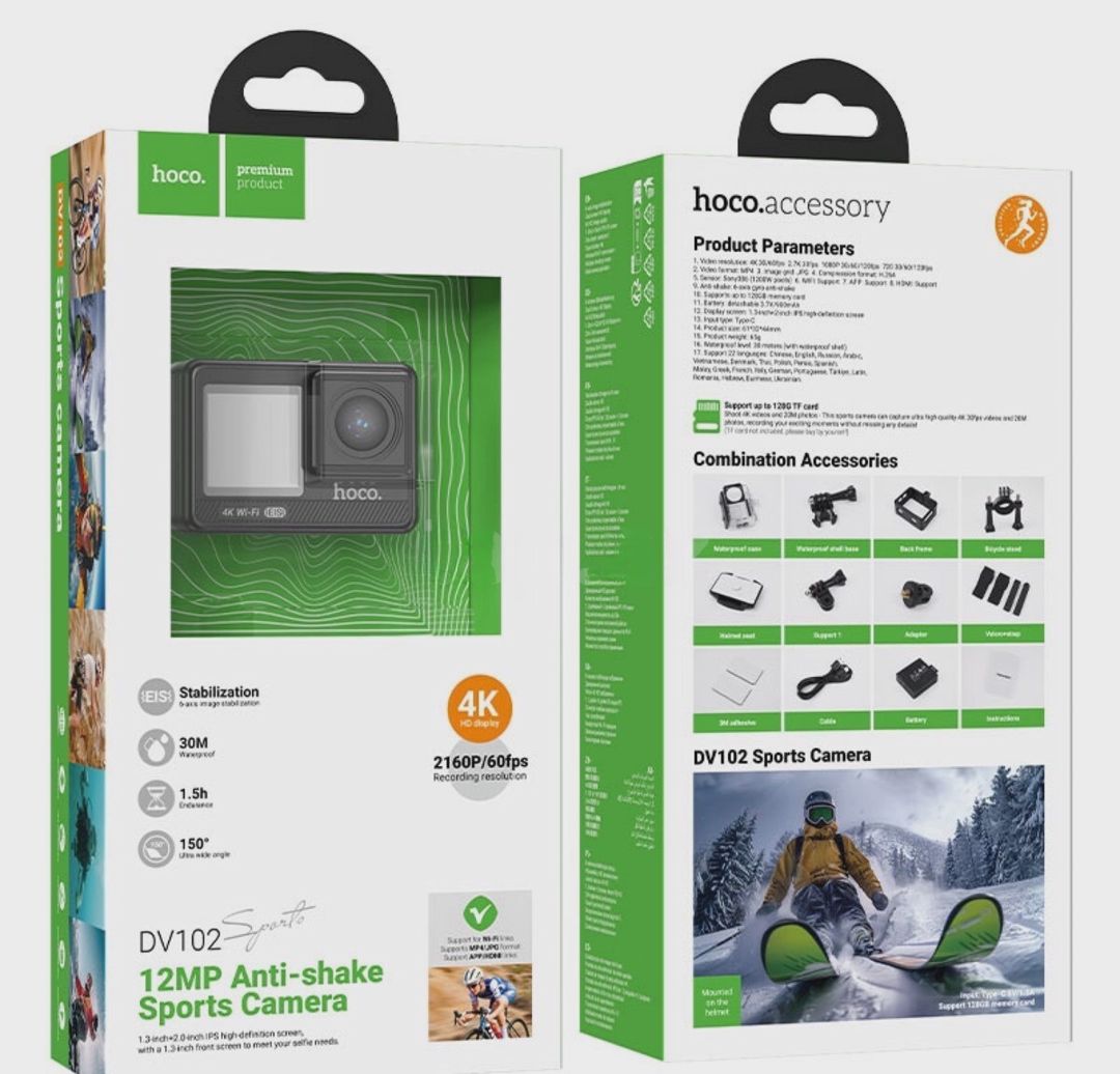 Aksiyon kamera Hoco DV102 4K — Foto və video texnikası, Bakı (2)