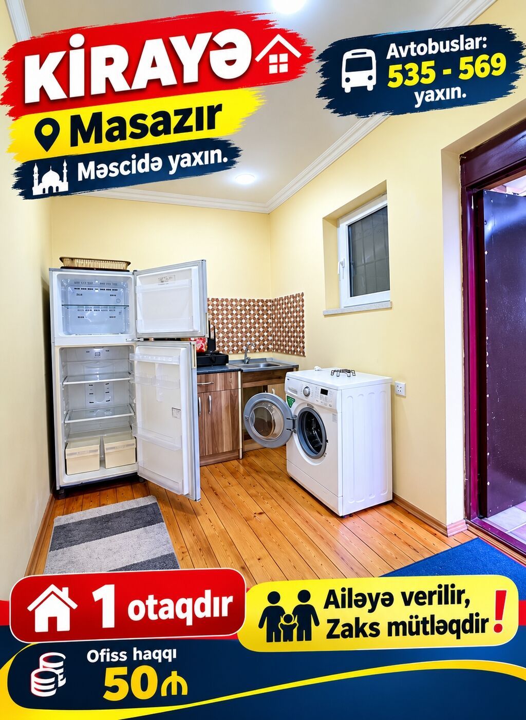 Ofisin Xidmet haqqı 50₼. Masazırda 535 Yolunda Mesçide yaxın yerde — Ev, villa, Masazır (3)