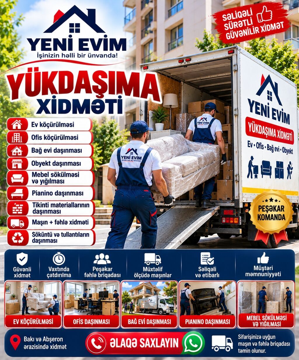 “Yeni Evim” – Yükdaşıma xidməti Xidmətlər: - Ev köçürülməsi — Yük daşıma xidmətləri, Xırdalan (2)