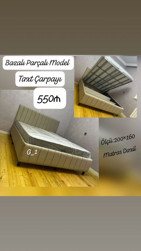 Bazalı Parçalı Model taxt çarpayı - Ölçü: 200×160 sm - Bazalı sistem — Bakı