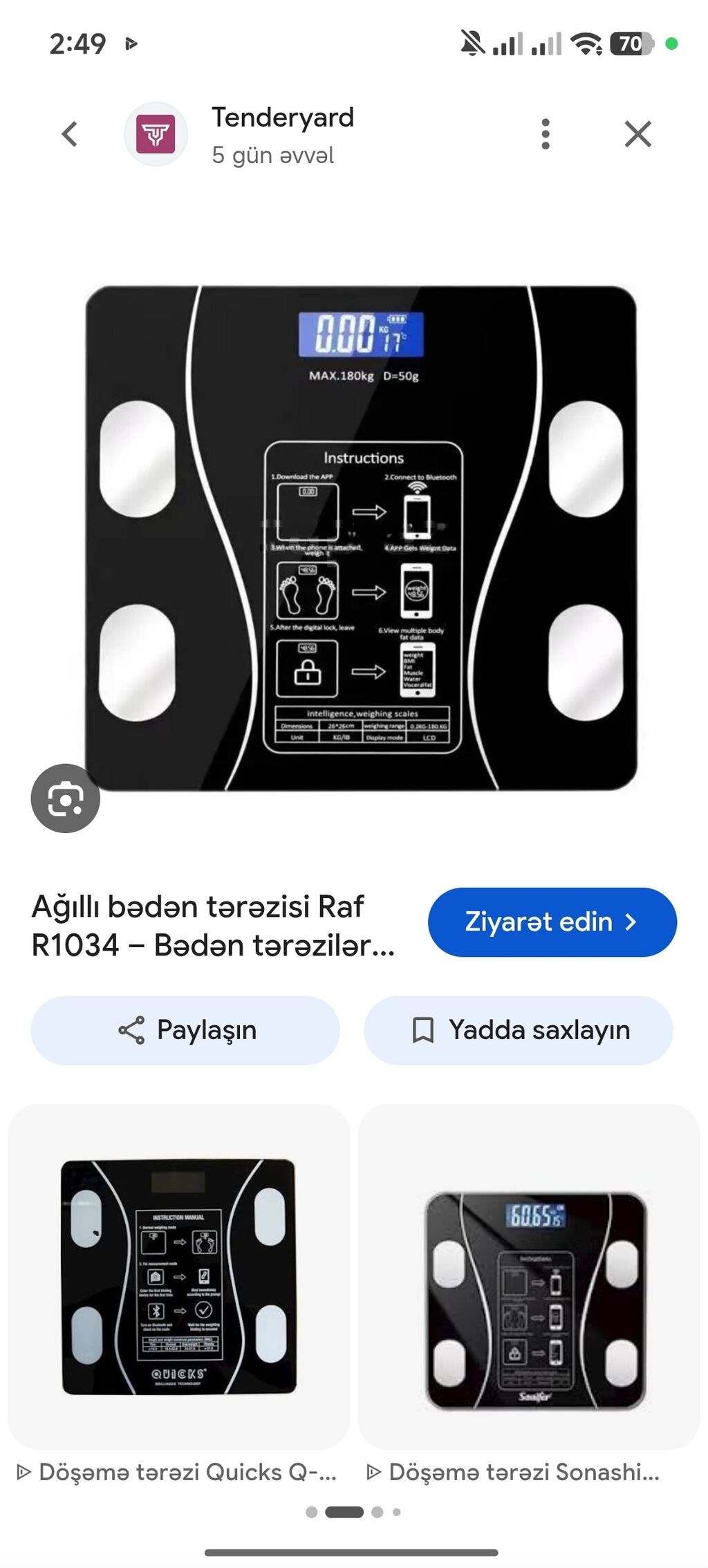 Ağıllı bədən tərəzisi – Raf R1034 - Maksimal yük: 180 kq - Dəqiqlik — Tərəzi, Digah