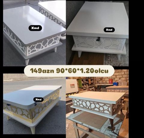 Dördbucaq masa, Açılmayan, Təkərsiz, Parlaq laminat, Zəmanətsiz — ucuz.mebel — Coffee tables