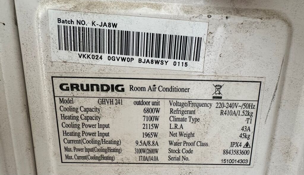 Grundig split kondisioner – model Ghvh 241 - Növ: Room Air — Kondisioner və split-sistemlər, Bakı (2)