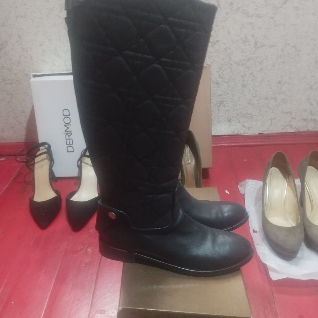 Qadın uzun çəkmə - Rəng: qara - Model: dizə qədər, düz daban — Çəkmə, Bakı (2)