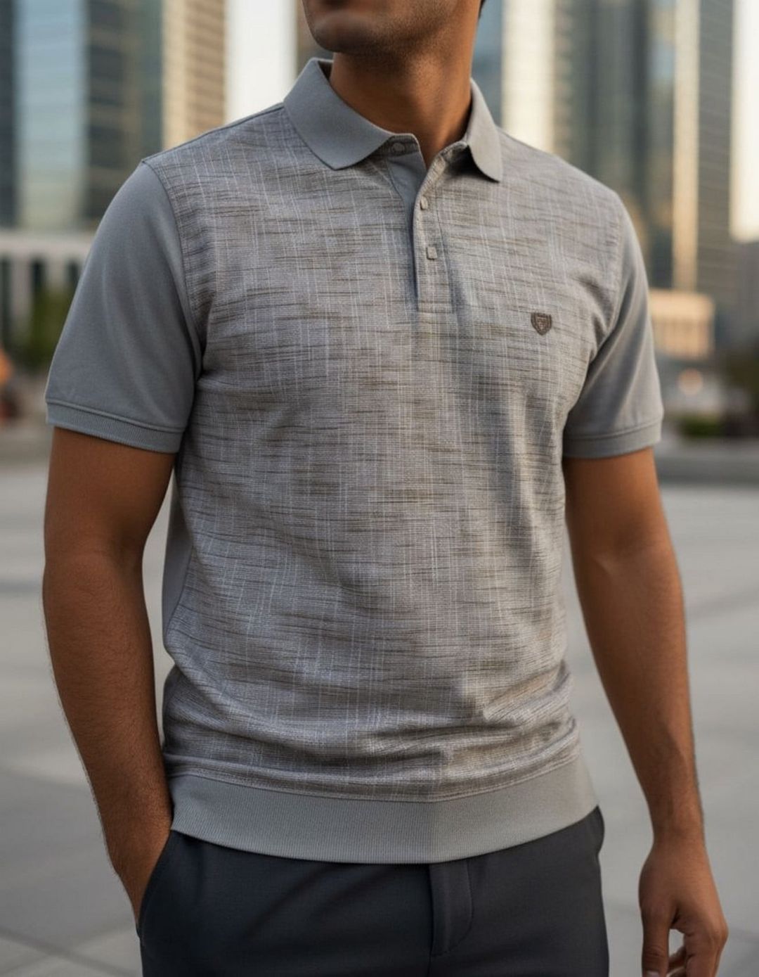 Kişilər üçün polo Konko TCS_3042_1, boz, pambıq, ölçü L — Mallar, Bakı (2)