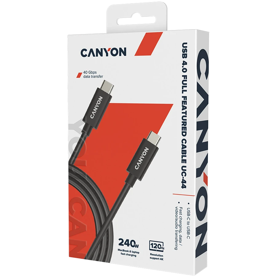 Kabel Canyon UC-44 Usb-c/usb-c, 1m, Qara — Smartfon aksesuarları, Bakı (2)