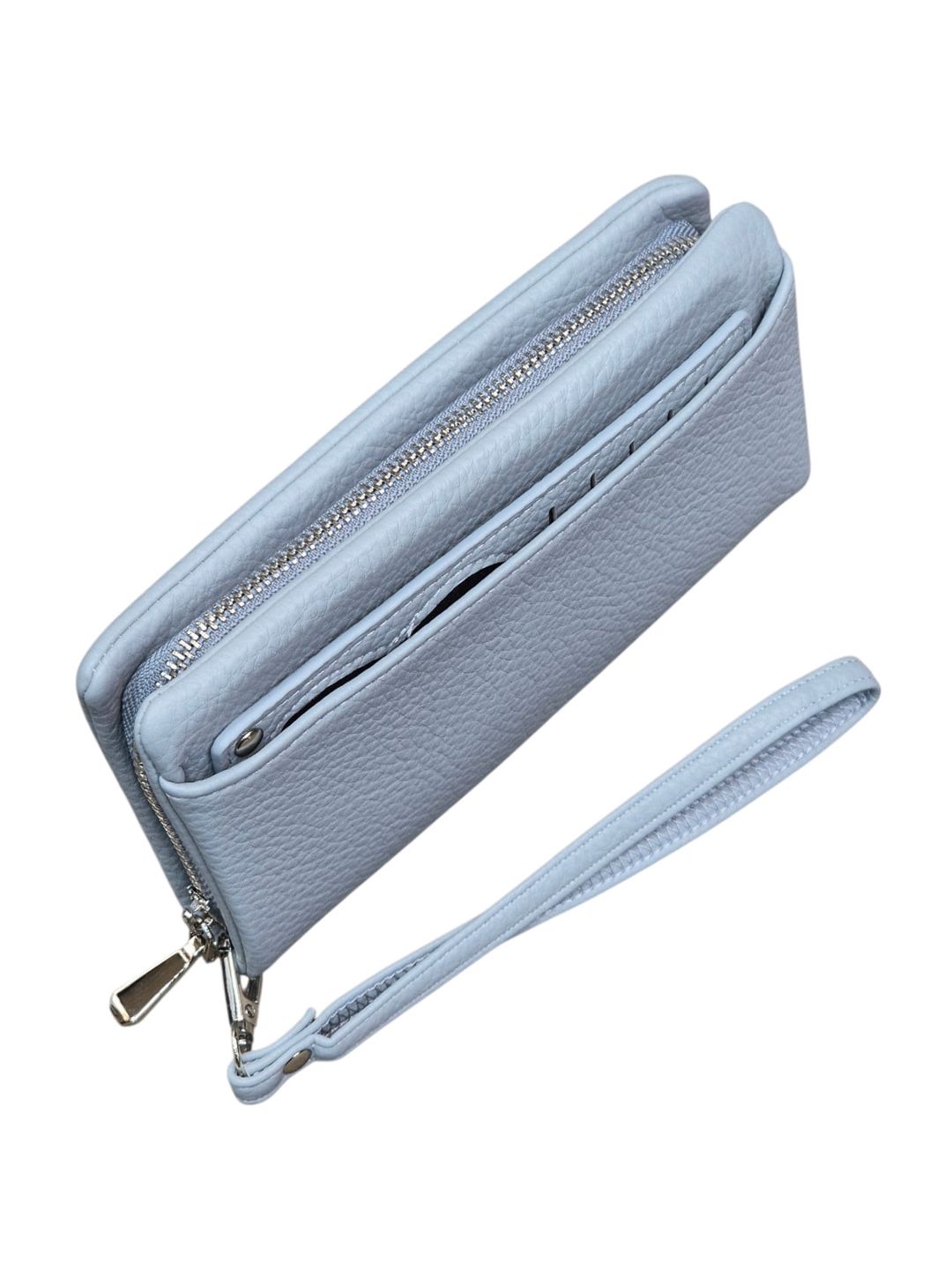 Qadınlar üçün pulqabı, poliuretan, açıq mavi, 20x10 sm, 13 kart bölməsi, Çin istehsalı - Saralyn_858_Blue — Mallar, Bakı (3)