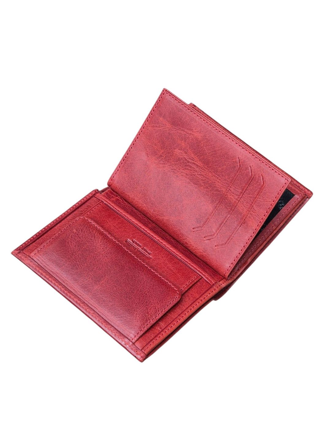 Unisex təbii dəridən pulqabı, 13 kart bölməsi, 11.5x9 sm, qırmızı, Türkiyə istehsalı - TheBest_LeatherMenWallet_Red — Mallar, Bakı (3)