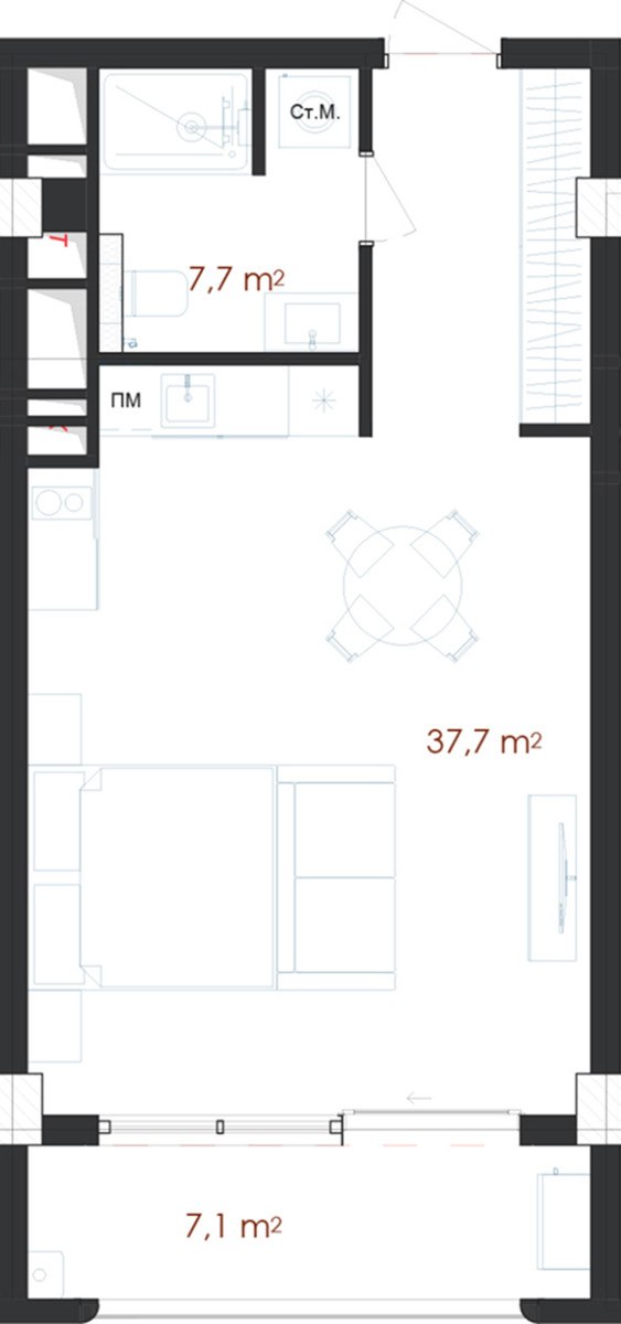Satılır 1 otaqlı yeni tikili 52.5 m² — Mənzil, Bakı (9)