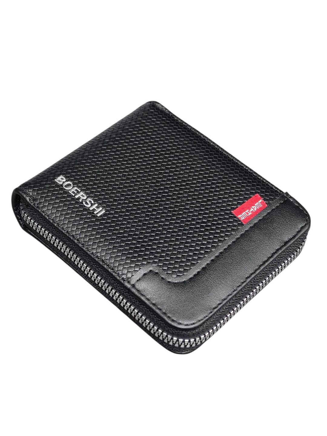 Kişilər üçün pul qabı, poliuretan, 12x10 sm, 5 kart bölməsi, qara, Çin istehsalı - Boershi_M83_Black — Mallar, Bakı (2)
