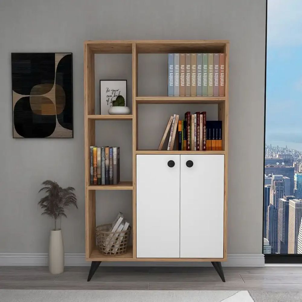 Kitablar üçün şkaf SO011, qəhvəyi, laminat, 135.6х80х25 sm — Şkaflar, Bakı