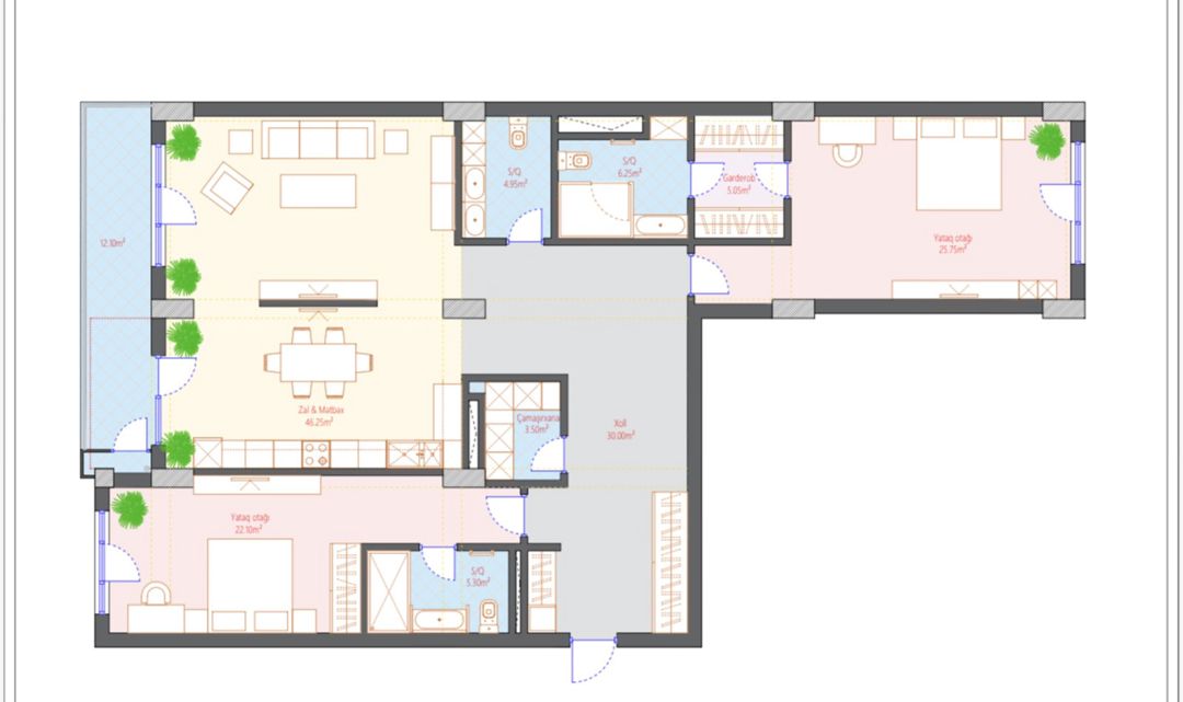 Satılır 3 otaqlı yeni tikili 170 m² — Mənzil, Bakı (5)
