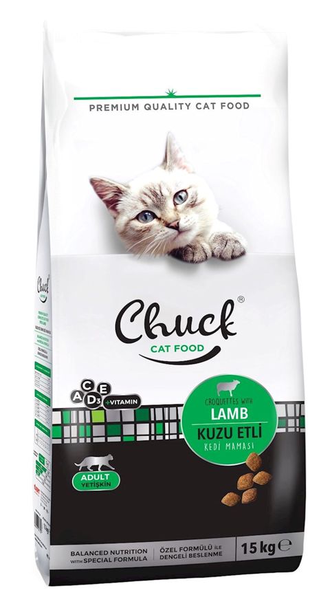 Quru yem Chuck yetkin pişiklər üçün, quzu ilə, 15 kq — Bakı