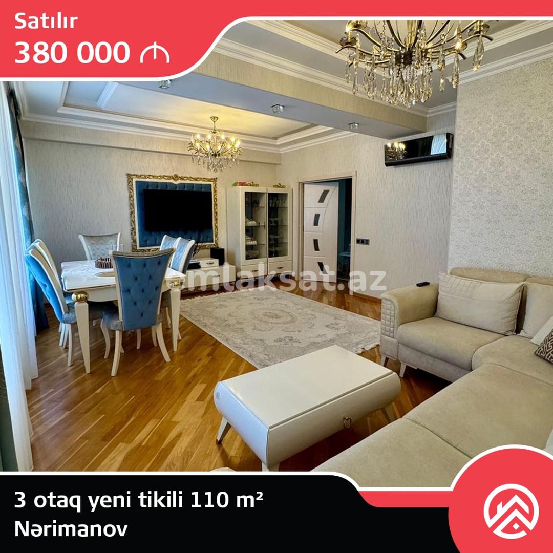 Satılır 3 otaq yeni tikili 110 m², Nərimanov — Mənzil, Bakı