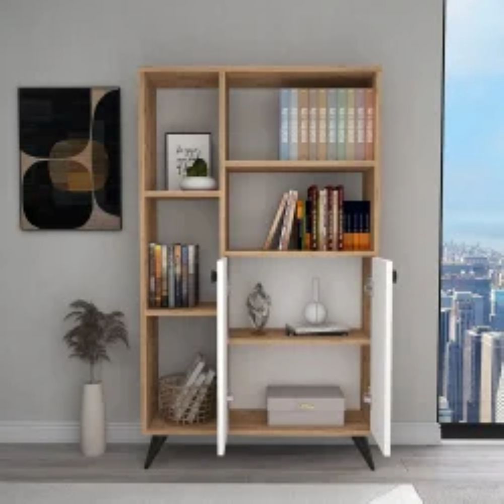 Kitablar üçün şkaf SO011, qəhvəyi, laminat, 135.6х80х25 sm — Şkaflar, Bakı (3)