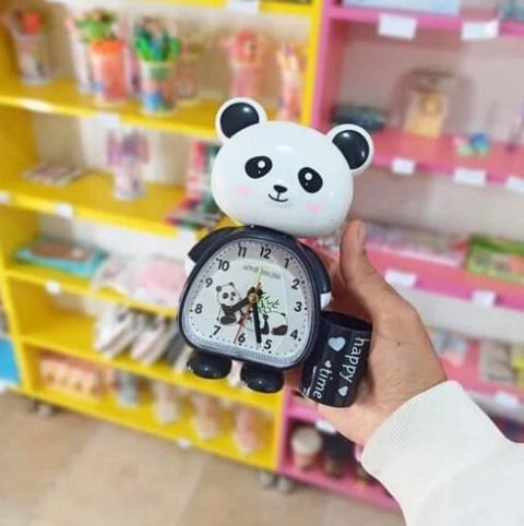 Masaüstü və yerüstü saatlar Qara Panda Stolüstü Saat Cazibədar dizayn, ikili siqnal, mürgü funksiyası, gecə işığı, batareya ilə işləyir, dəyirmi forma, 5x2 sm - tor_0173 — Bakı