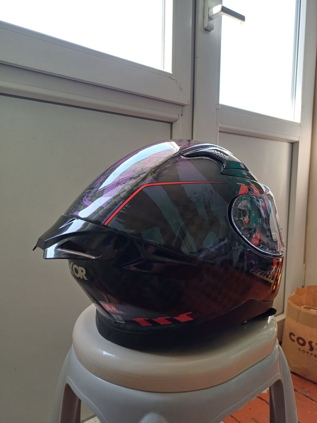 Axor Carbon fiber kask. 1 2 dəfə istifadə olunub. motosikletimi — Motosiklet geyimi, Bakı (4)