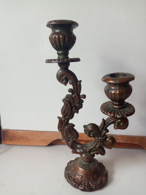 İkişamlı metal şamdan - Material: tökmə metal (döküm), ağır və sabit — Digah