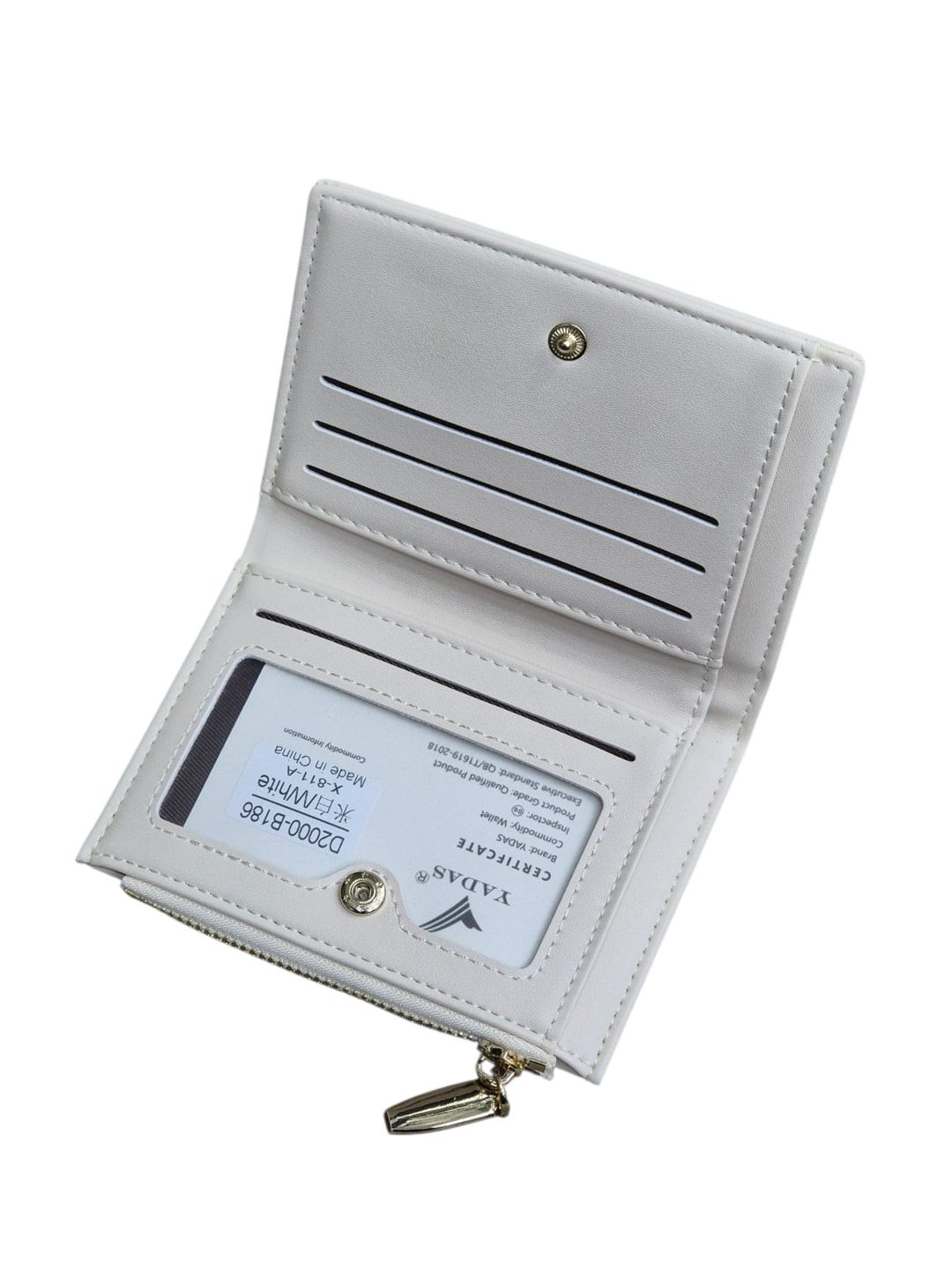 Qadınlar üçün pul kisəsi, poliuretan, 6 kart bölməsi, ağ, 9x12 sm, Çin istehsalı - Yadas_D2000-B186_White — Mallar, Bakı (3)