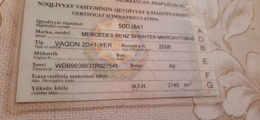 Mercedes Sprinter 315, 2.2 L, 2006 il, 650 000 km — Avtomobillər, Sumqayıt (5)