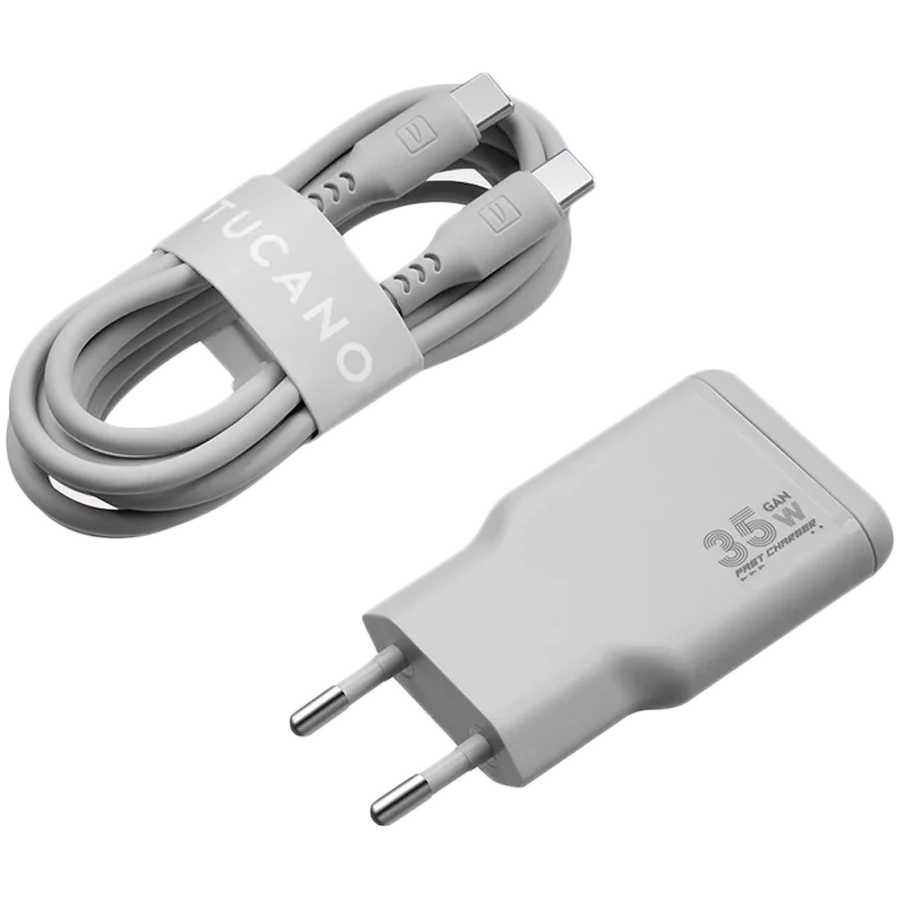 Qidalanma adapteri Tucano One Power Kit 35 Vt GaN Usb‑c + Cable, Boz — Smartfon aksesuarları, Bakı (3)