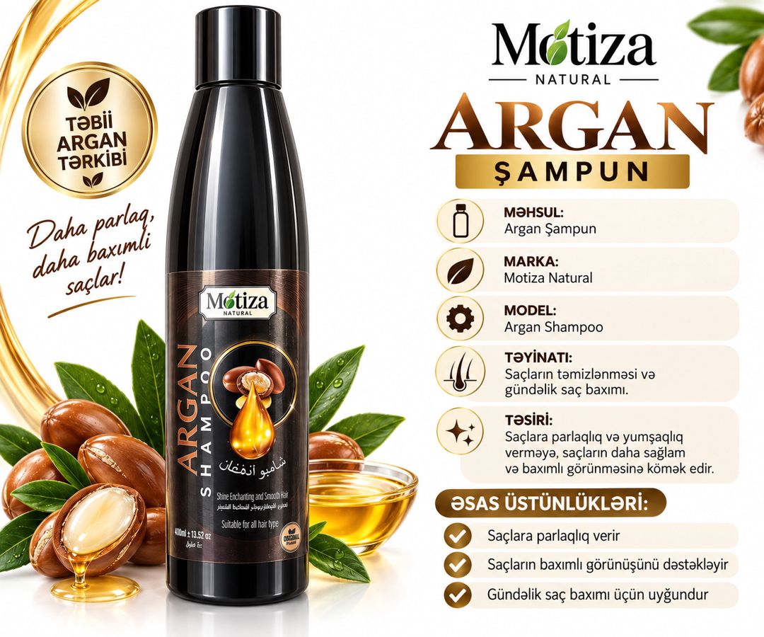 Şampun Motiza Natural Argan 400 ml — Mallar, Bakı