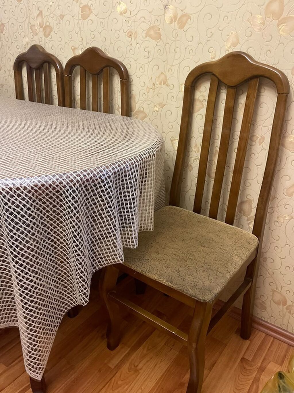 Ağac yemək otağı dəsti - Komlekt: 1 oval masa + 6 stul - Material — Masalar və stullar, Bakı (2)
