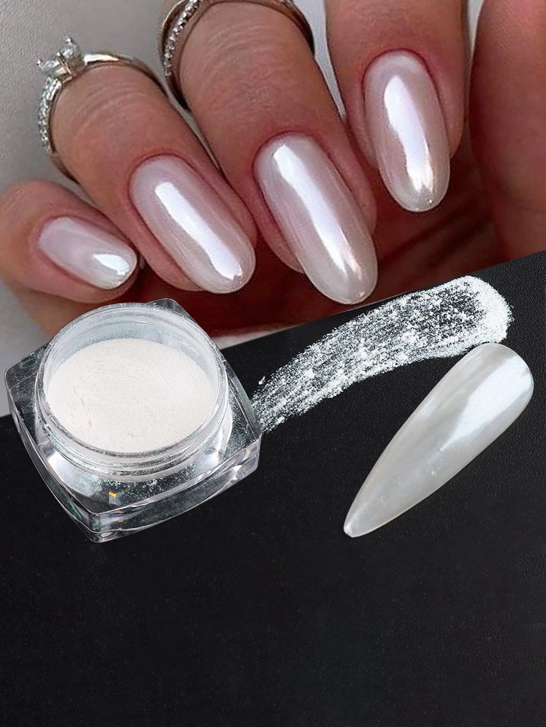 Dırnaqlar üçün toz Pearl White Mirror Effect — Mallar, Bakı (2)