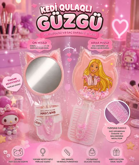 Güzgü və daraq dəsti Barbie, çəhrayı — Bakı