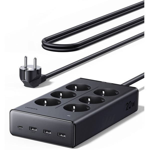 Uzadıcı Udlinitel 75141 Ugreen 20W 6-Outlet, USB, Type-C/ Power Strip S622 1.5m — Kompüterlər və noutbuklar, Bakı (2)