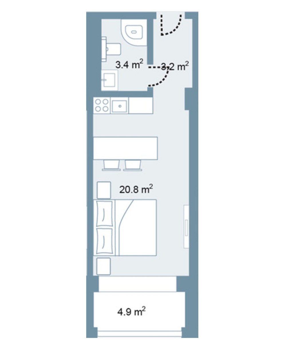 Satılır 1 otaqlı yeni tikili 40 m² — Mənzil, Bakı (2)