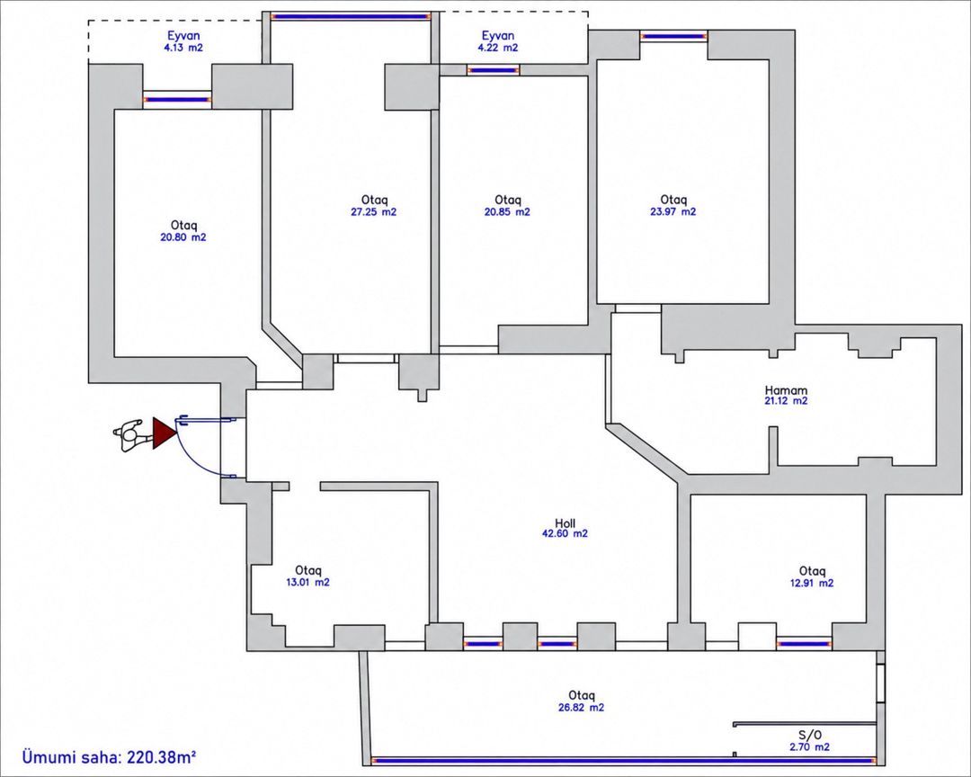 Satılır 5 otaqlı köhnə tikili 210 m² — Mənzil, Bakı (4)