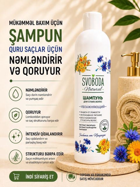 Şampun Svoboda, Saçlar üçün şampun, 3D Action, Qadınlar üçün, 250 ml — Bakı