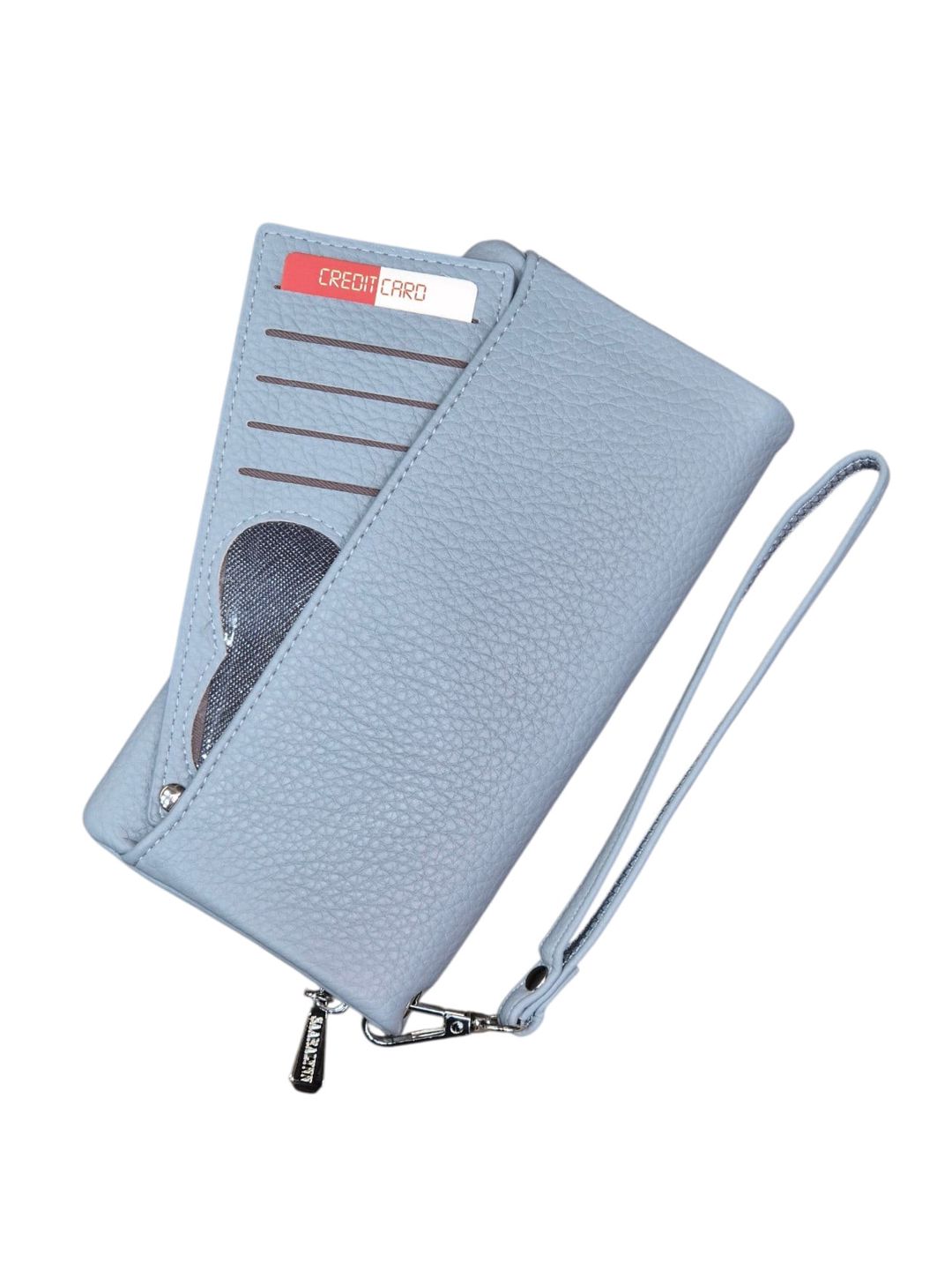 Qadınlar üçün pulqabı, poliuretan, açıq mavi, 20x10 sm, 13 kart bölməsi, Çin istehsalı - Saralyn_858_Blue — Mallar, Bakı